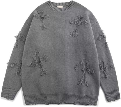 Round-neck knit sweater