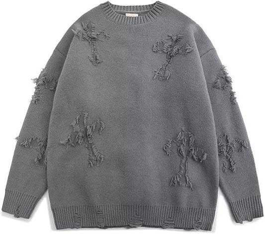 Round-neck knit sweater