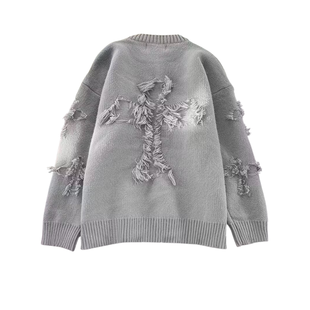 Round-neck knit sweater